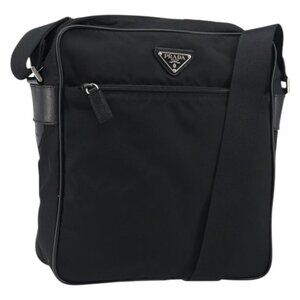 Authentic PRADA Shoulder Bag Nylon Black Silver